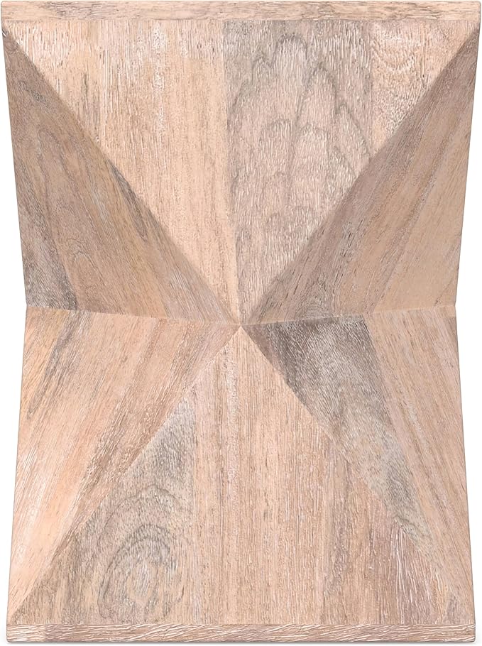 SIMPLIHOME Sutton 14-inch Wide Solid Mango End Table in Cerused Natural with Square Geometric Design for Living Room, Assembled