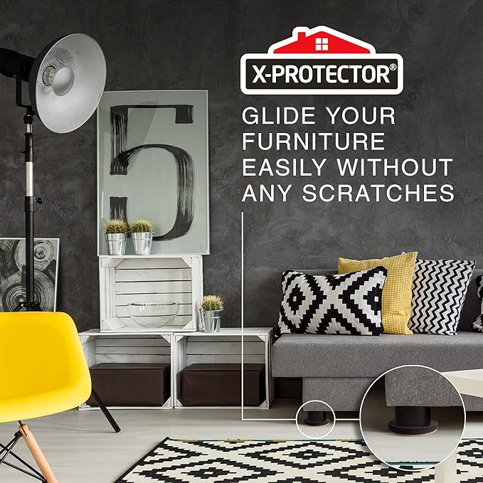 Felt Furniture Sliders for Hardwood Floors X-PROTECTOR 4 PCS 4 3/4” - Furniture Slider with Unique Design - Heavy-Duty Furniture Movers for Hard Surfaces - Felt Sliders - Move Your Furniture Easily!
