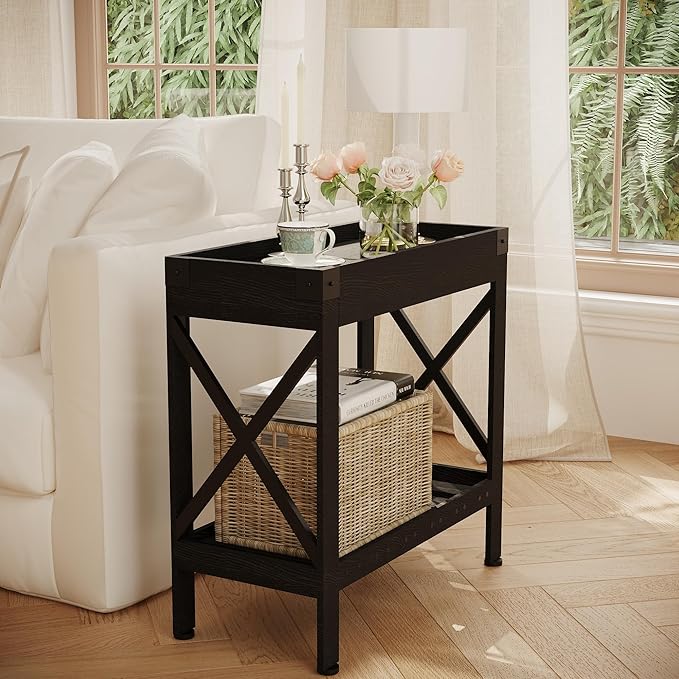 Narrow Side Table, End Table,Sofa Side Table, End Table Nightstand for Bedroom, Living Room, Small Spaces