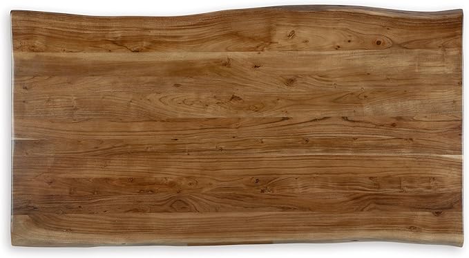 Signature Design by Ashley Fortmaine Contemporary Dining Table with Natural Live Edge, Light Brown & Black