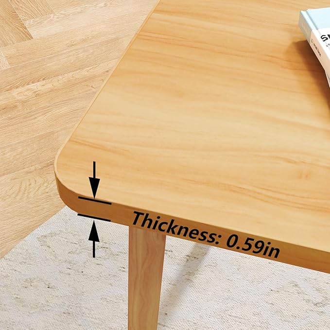 Simple End Table,Modern Side Table with 4 Solid Wood Sturdy Legs for Living Room,Nightstand Bedside Table for Bedroom Balcony (Natural)