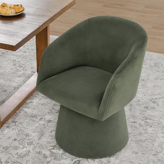 Swivel Dining Chairs Modern Accent Armchair Side Deskchair for Diningroom Vanity Bedroom Livingroom Reading Room,Green,2 Box