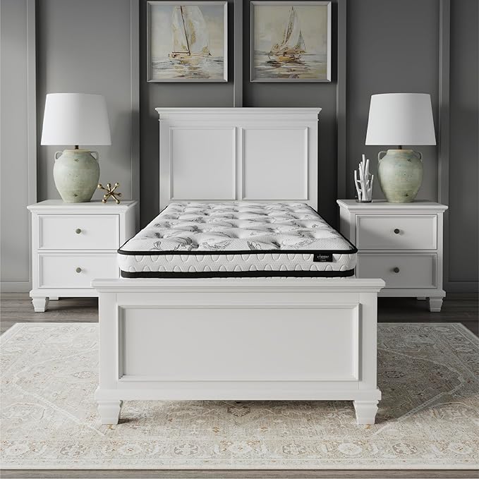 Signature Design by Ashley Twin Size Chime 8 Inch Medium Firm Innerspring Mattress with Pressure Relief Quilt Foam, Fiberglass Free, Mattress In A Box