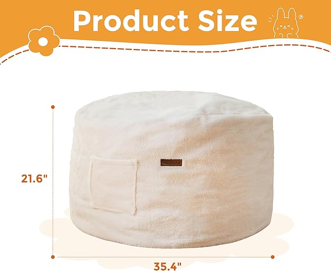 MAXYOYO Kids Bean Bag Chair, Stuffed Faux Fur Bean Bag for Toddler, Ultra Soft Floor Sofa with High-Density Foam Filling, Lazy Chair for Living Room, Playroom, Nursery Room