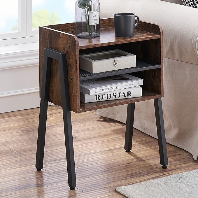 VECELO Stackable Nightstand, End Table Side Table with Open Storage Shelf, Small Night Stand for Bedroom, Living Room