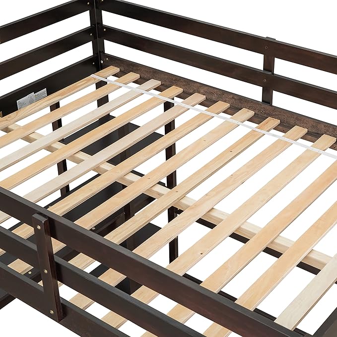 HomSof Full Loft Bed with Desk and Shelves,Espresso
