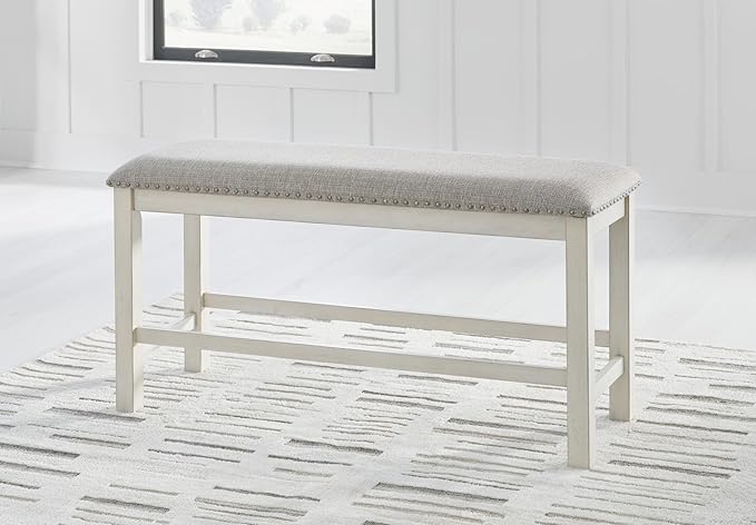 Signature Design by Ashley Robbinsdale 49" Counter Height Dining Bench, Antique White