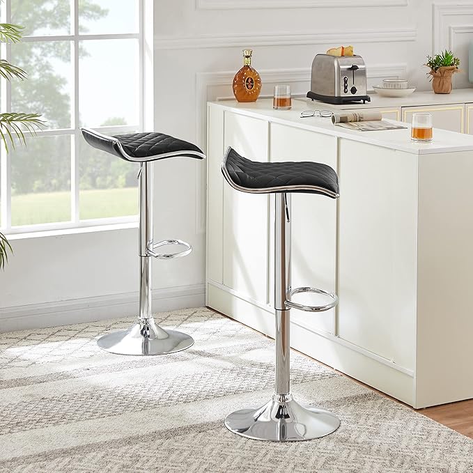 VECELO Adjustable Bar Stools Set of 2, Bar Height Stools for Kitchen Counter