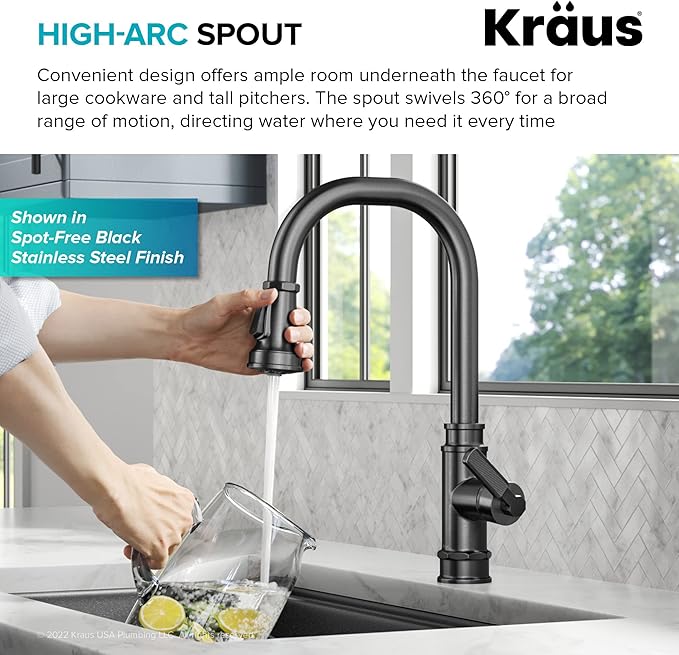 KRAUS Allyn Transitional Industrial Pull-Down Single Handle Kitchen Faucet in Chrome, KPF-4101CH