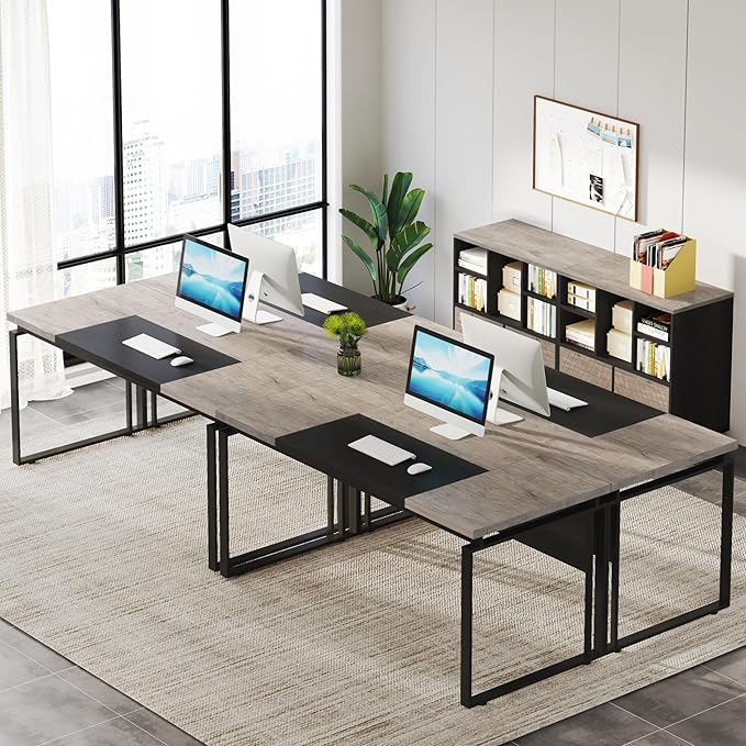 Tribesigns 2-Drawer Wood File Cabinet, Mobile Lateral Filing Cabinet for Hanging Letter Size Files, Printer Stand with Open Storage Shelves for Home Office (Gray & Black)