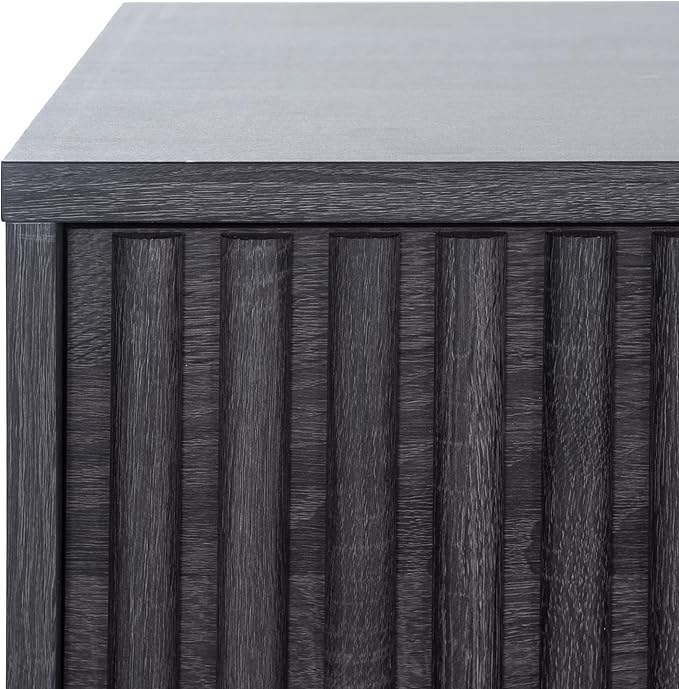 SAFAVIEH Lylia TV Stand for up to 55" Flatscreen – Distressed Black with Gold Legs & Handle, 1 Sliding Door, 1 Open Shelf, Entertainment Media Console (MED9617E)