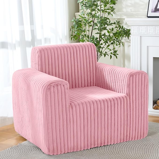 HABUTWAY Giant Bean Bag Chairs for Adults with Armrests, High Backrest Bean Bag Lounge Lazy Sofa with Durable Elastic Foam Filling & Comfy Fabric, Single Couch for Bedroom/Dorm/Living Room(Pink)