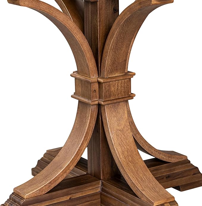 I57-0N-TP Breakfast Table with Acacia Wood Round Tabletop and Elegant Pedestal Base - Antique Walnut Finish