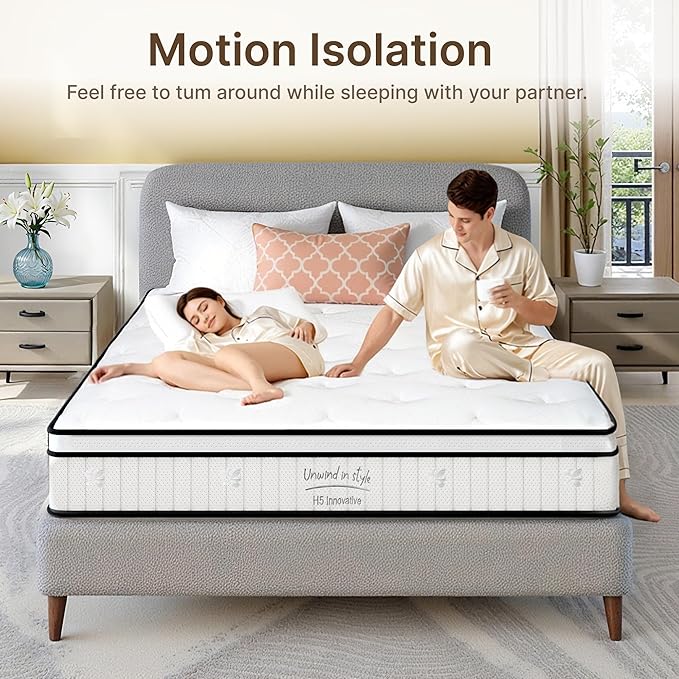 Twin Size Mattress, 10 Inch Medium Firm Foam Hybrid Mattress with Individual Pocket Springs for Motion Isolation & Edge Support, Mattress in A Box CertiPUR-US Certified