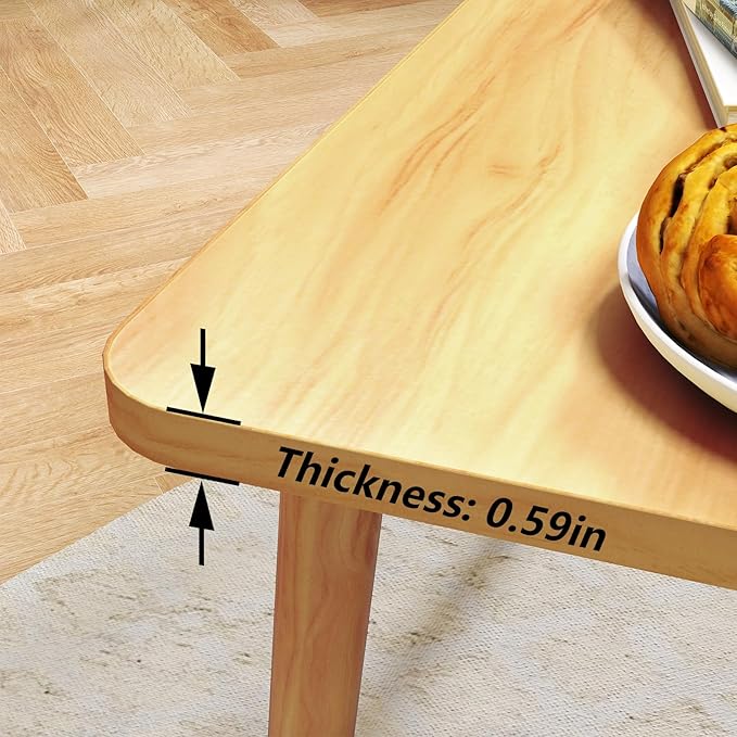 Square Coffee Table Low Table with 4 Solid Wood Sturdy Legs, Floor Table Desk for Sitting on The Floor, Storage and Living Room Furniture (Natural)