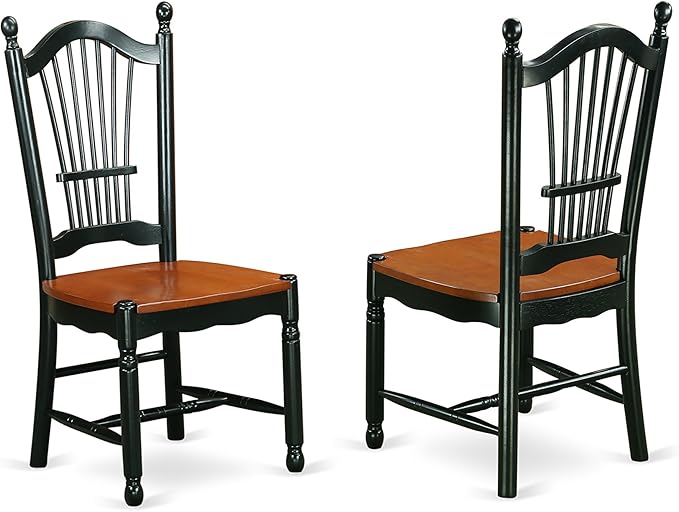 East West Furniture QUDO9-BCH-W 9 Piece Dining Table Set Includes a Rectangle Dining Room Table with Butterfly Leaf and 8 Wooden Seat Chairs, 40x78 Inch, Black & Cherry