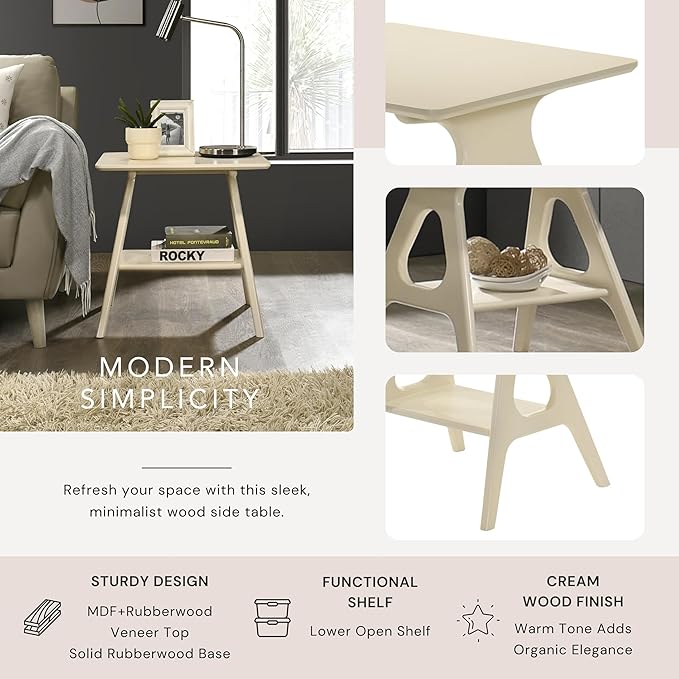 Roundhill Furniture Arona 3-Piece Coffee Table Set, Coffee Table and Two End Tables, Off-White Finish