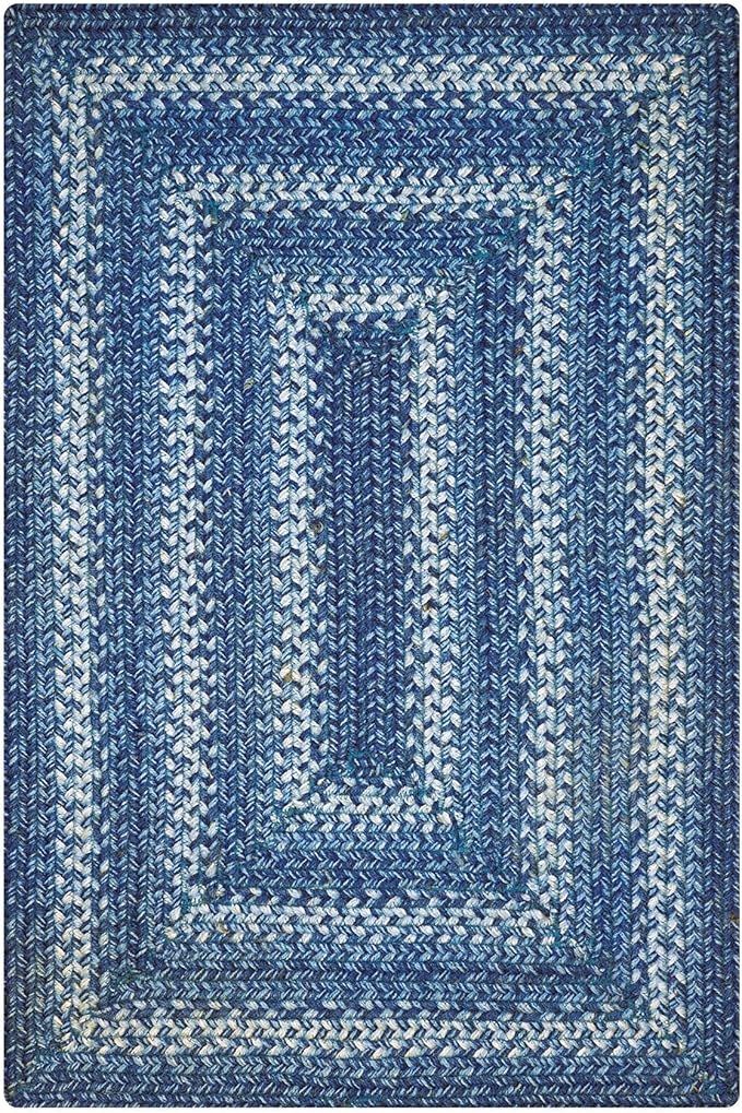 Homespice Denim Jute Blue Braided 4x6’ Rug for Living Room, Bedroom Rug and Dining Room. Pet Friendly. Decor Styles- Farmhouse Rug, Rustic, Vintage, Cottage, Primitive, Country, Boho Rug