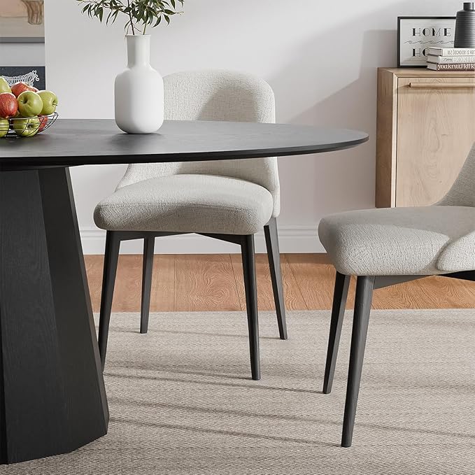 Casaphoria 67" Oval Dining Table, Modern Wood Kitchen Table with Cone Shaped Strip Polygonal Base for Living Room & Dining Room, Easy Assembly Farmhouse Furniture for 4-6, Black