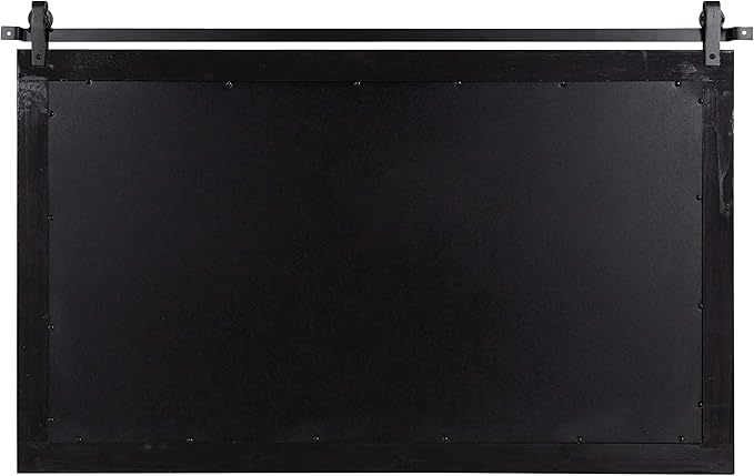 Kate and Laurel Cates Farmhouse Horizontal Wood Framed Wall Mirror, 40 x 26, Black, Barn Door-Inspired Rustic Mirrors for Wall