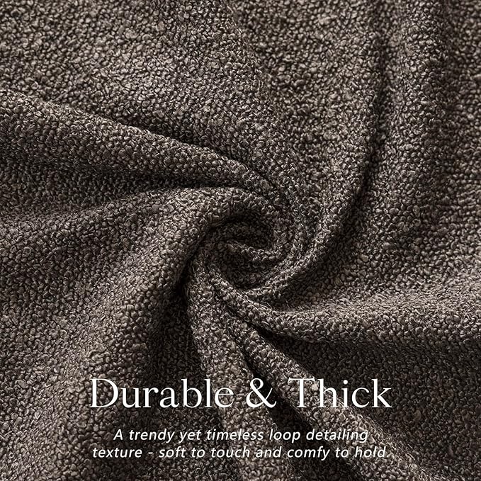 Foindtower Set of 2, Decorative Textured Boucle Throw Pillow Covers Accent Solid Pillow Cases Neutral Soft Cozy Couch Cushion Case for Chair Sofa Bedroom Living Room Home Decor 26 x 26 Inch Dark Brown