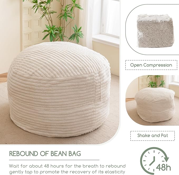 Giant Bean Bag Chair Bed for Adults, Convertible Beanbag Folds from Lazy Chair to Floor Mattress Bed with Machine Washable Cover, Large Floor Sofa Couch with High-Density Foam Filling