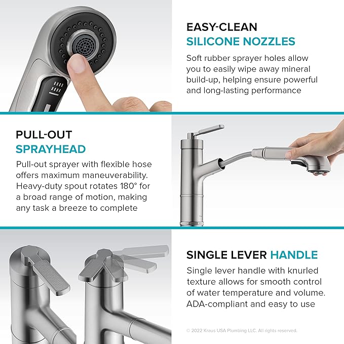 KRAUS Allyn Pull-Out Single Handle Kitchen Faucet in Matte Black, KPF-4103MB