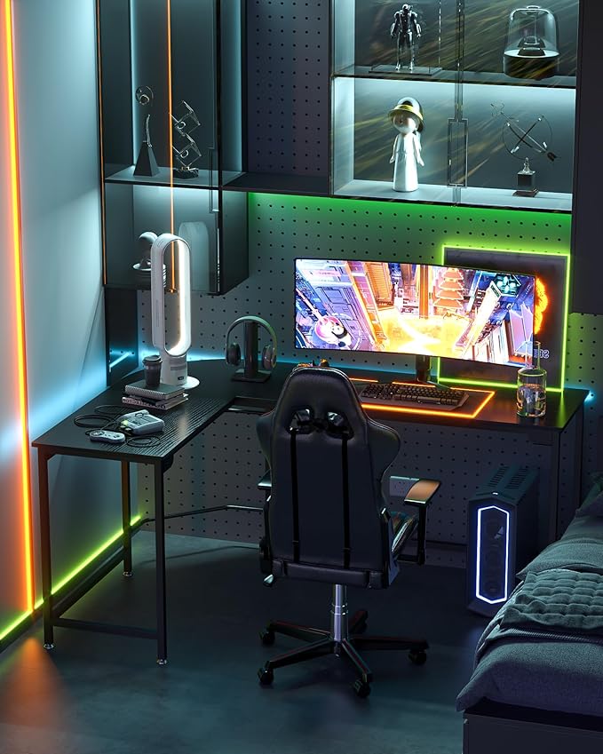 Teraves Modern L Shaped Gaming Desk 66'' Corner Computer Desk for Home Office Gaming Table Study Writing Workstation for Small Space, Easy to Assemble