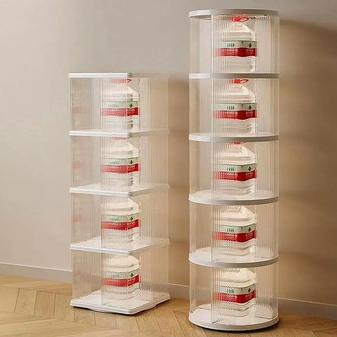 Rotating Bookshelf Tower,360° Rotating Bookshelf,66 inch High Small Space Revolving Bookcase, Suitable for Spinning Bookshelf Tower in Home and Office (White, 5 Tier, 16x16x66)