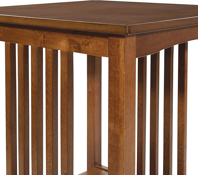 OSP Home Furnishings Sierra End Table with Lower Storage Shelf and Mission Style Side Panels, Ash Brown
