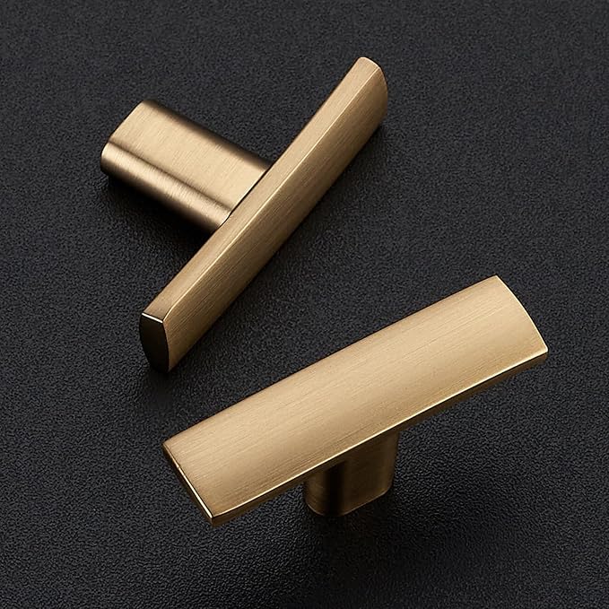 15 Pack Cabinet Handles Single Hole - Curved Cabinet Knobs Champagne Bronze Drawer Pulls for Kitchen Cupboard Solid Pulls for Dresser Drawer Arch Closet Hardware