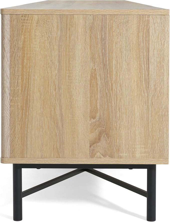 Christopher Knight Home Saral Modern 65 Inch TV Stand for TV up to 70 inch, TV Entertainment Center with Storage Adjustable Shelf, Wooden TV Console Table with Storage for Living Room, Natural