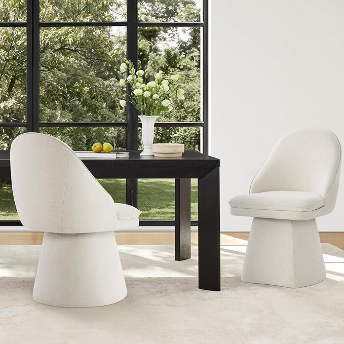 Swivel Dining Chairs Modern Desk Chair Upholstered Linen Fabric Side Chair for Kitchen Dining Room Bedroom,Linen,4 Box