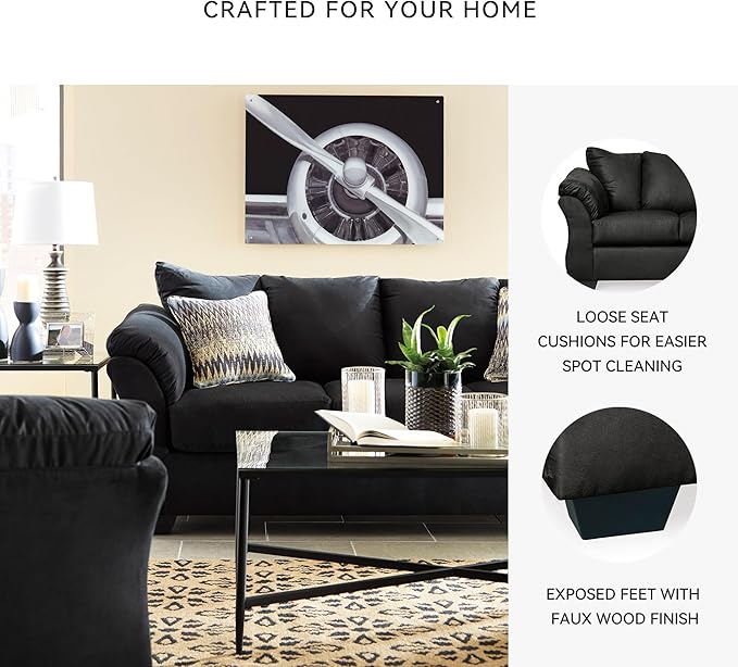Signature Design by Ashley Darcy Classic Contemporary Sofa, Black