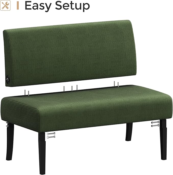 Yaheetech Small Mini Sofa Couch Armless Loveseat Futon for Bedroom, Corduroy Fabric & Easy Assembly, for Small Spaces Living Room,Dorm,Office,Apartment, Green