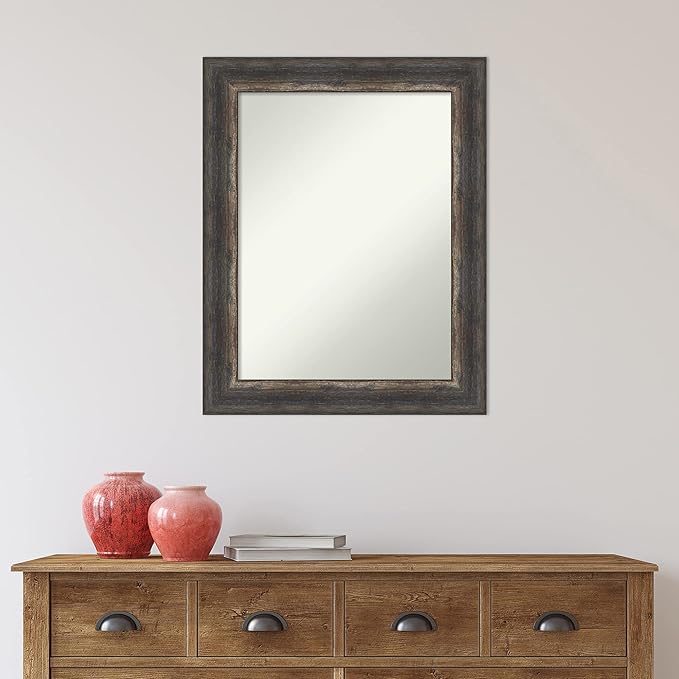 Amanti Art Bronze Bathroom Mirror for Over Sink, 32x26 Ballroom Bronze Rectangle Vanity Mirror, Medium Traditional Frame, Hangs Horizonally and Vertically, Bathroom Wall Decor, Non-Beveled Edge