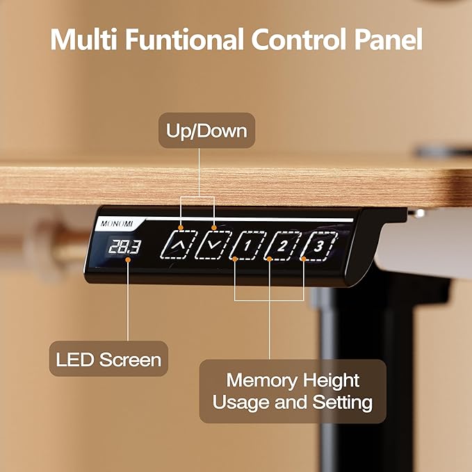 Monomi 55 Inch Large Electric Standing Desk, Height Adjustable Sit Stand Up, Work Home Office Computer PC Desks, Gaming Writing Study Bedroom Rising Table, Natural