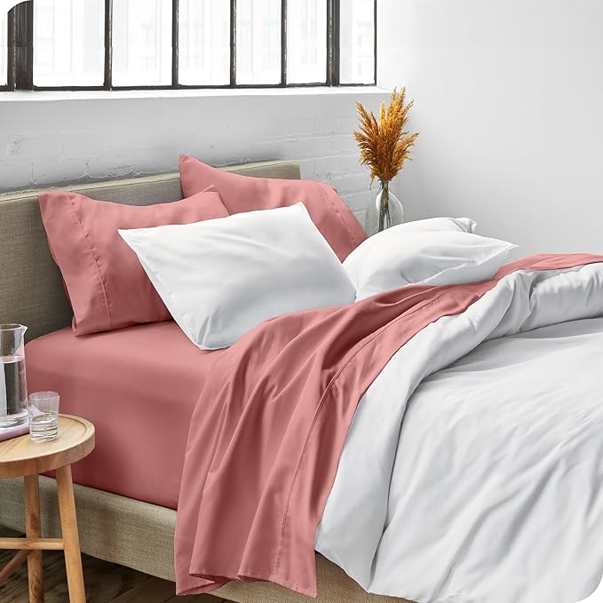Bare Home King Sheet Set - Luxury 1800 Ultra-Soft Microfiber King Bed Sheets - Double Brushed - Deep Pockets - Easy Fit - 4 Piece Set - Bedding Sheets & Pillowcases (King, Dusty Rose)