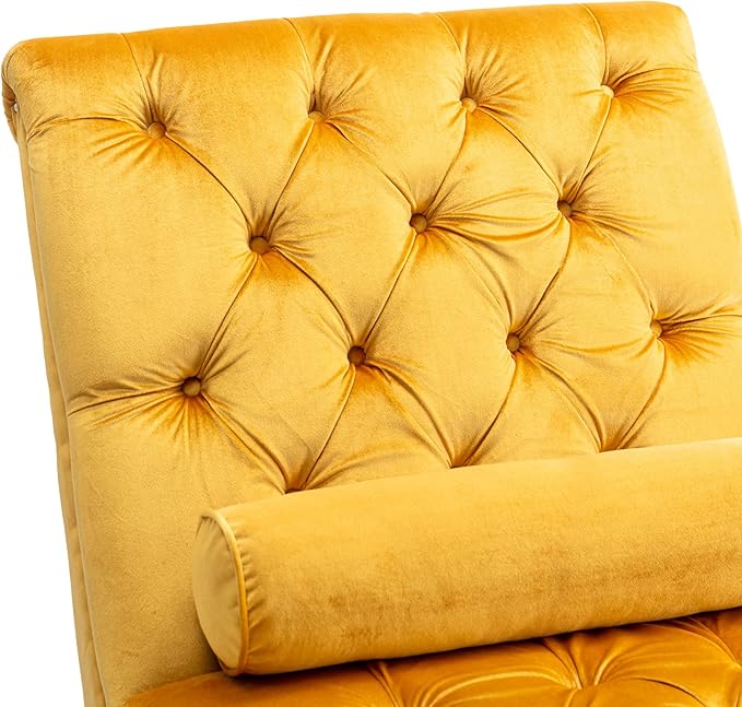 HomSof Modern Armless Velvet Chaise Lounge Indoor Chair with Solid Acrylic Legs
