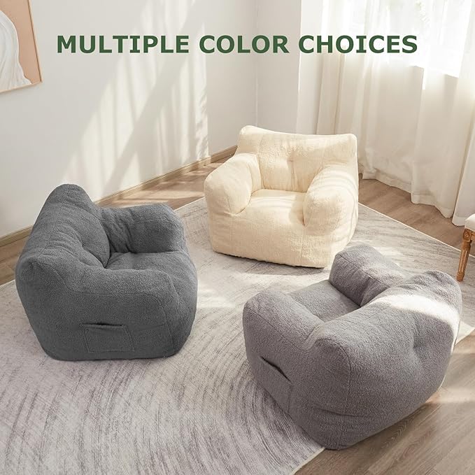 HIGOGOGO Giant Bean Bag Chairs for Adults,Big Comfy Chair Sofa for Bedroom Living Room, Large Lazy Bean Bag Chair with Pocket Armrests for Gaming, Reading