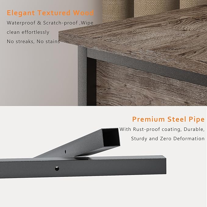 VECELO Nightstands, Industrial Side Table/End Tables with Drawer and Storage Shelf, Night Stands for Bedroom, Living Room, Wood Metal Furniture, Easy Assembly