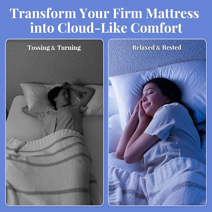 OhGeni Cooling 4 inch Dual Layer Full Mattress Topper, 2 inch Cooling Gel Memory Foam, 2 inch Down Alternative Pillow Top Pad, Mattresses Cover for Bed, Medium Support, Fits 6”-19” Deep Pocket