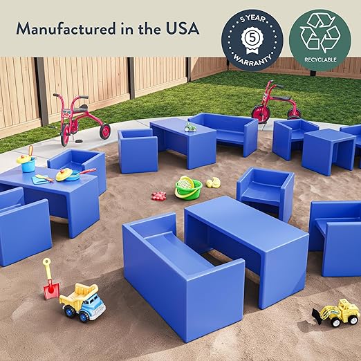 Children's Factory 3-in-1 Cube Chair for Kids, Flexible Seating Classroom Furniture, 4-Pack, Elements Colorway
