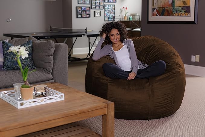 Sofa Sack Bean Bag Chair - Plush, Ultra Soft - Memory Foam Bean Bag Chair with Microsuede Cover - Stuffed Foam Filled Furniture and Accessories for Dorm Room 5 Feet - Chocolate