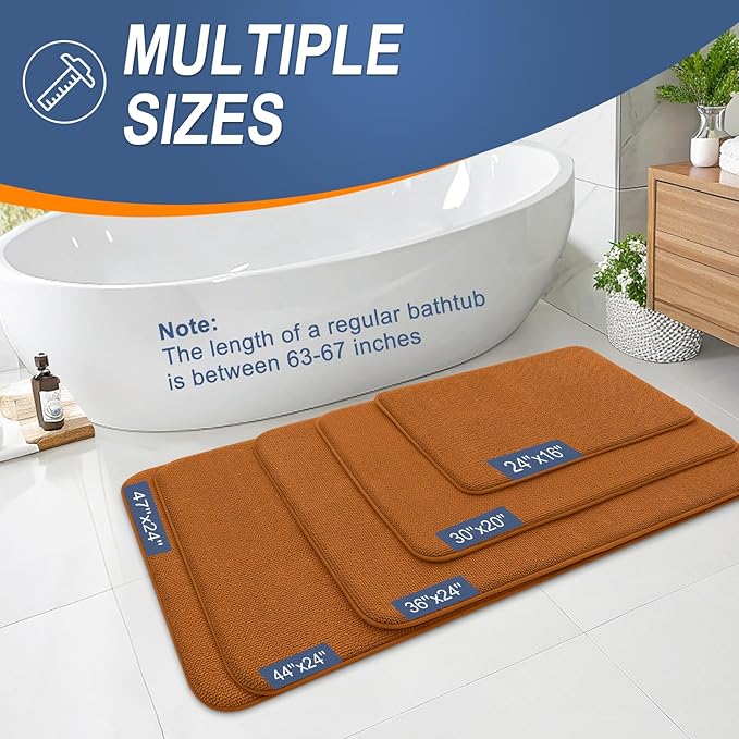 OLANLY Thick Memory Foam Bath Mat Rug 36x24, Extra Soft Absorbent Bathroom Rug, Quick Dry Bath Mats, Non-Slip, Machine Washable Carpet for Bathroom, Tub and Shower, Home Decor Accessories, Ochre