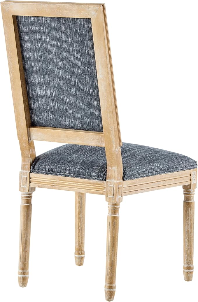 Christopher Knight Home Regina French Country Dining Chairs Set of 2, Wooden Dining Room Chair, High Back Kitchen Side Chair, Fabric Upholstered Armless Extra Seat, Blue Grey