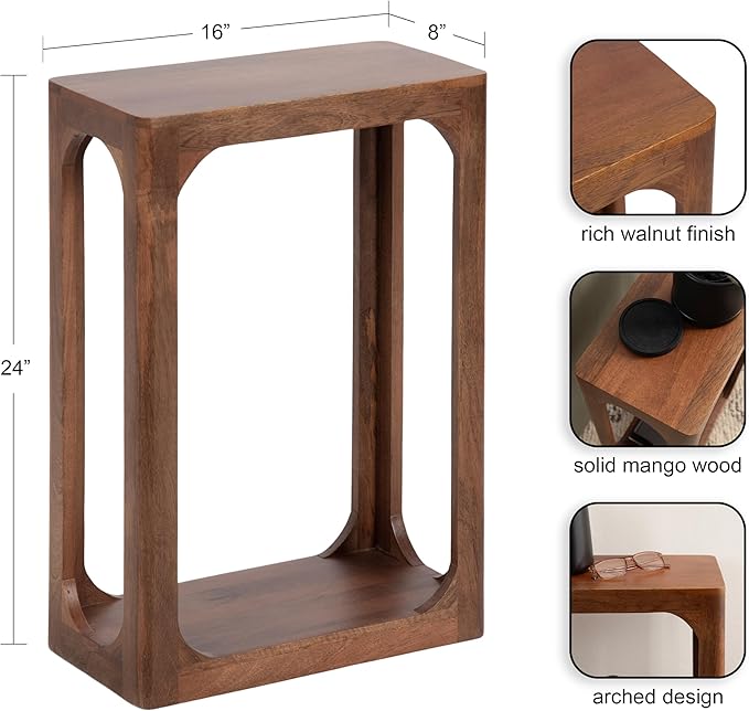 Kate and Laurel Dahl Modern Slatted Wooden Slim Side Table