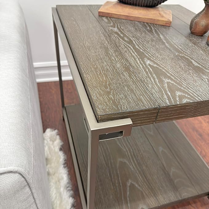 Roundhill Furniture Corbeta Living Room, End Tables, Aged Graphite