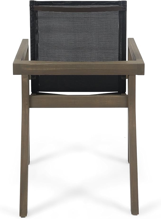 Merax Mesh Seating Solid Wood Dining Chairs Set of 2, French Country Style Accent Side Seating Furniture for Kitchen, Living Room, Textile Back,Grey