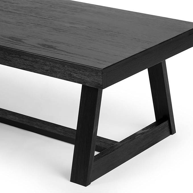 Plank+Beam Classic Rectangular Coffee Table, 48 Inch Farmhouse Coffee Table, Mini Center Tables for Small Spaces, Small Living Space Tea Table, Black Wirebrush